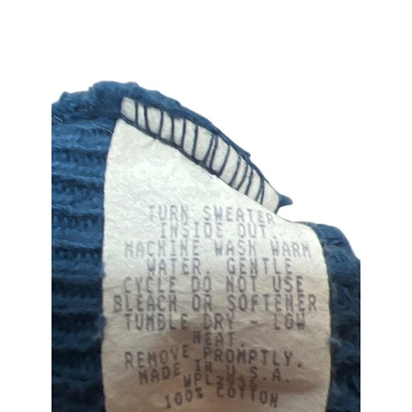 Cabelas Mens Blue Ribbed Cotton Button-Up Sweater Made In USA Size L - Picture 4 of 5